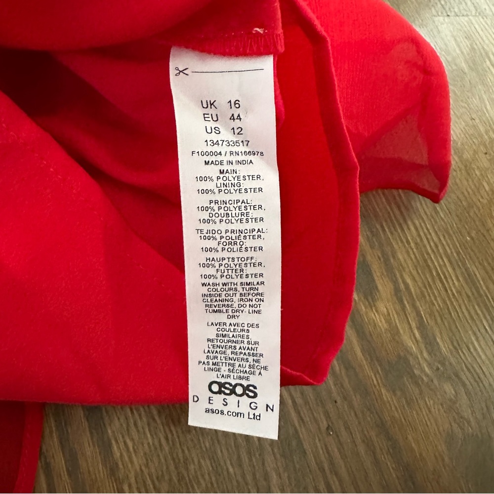ASOS Red Ruffle Mini Dress, Size US 12 - Picture 7 of 7